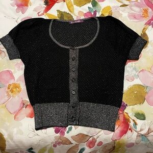 Button down crop top metallic thread knit sweater - NEW! Size: Medium